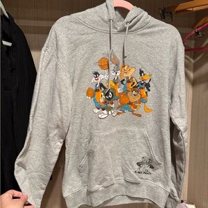 Warner Bros. Gray Hoodie with Space Jam Cartoon Basketball Print